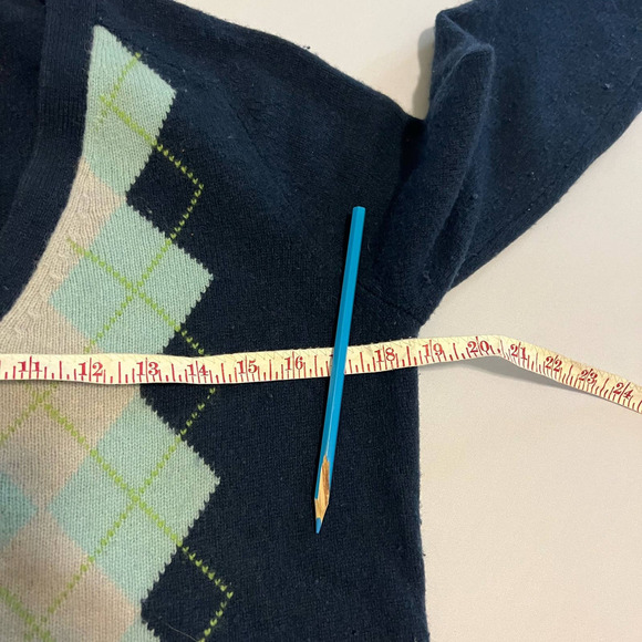 J. Crew wool blue button down argyle sweater M - Picture 2 of 6